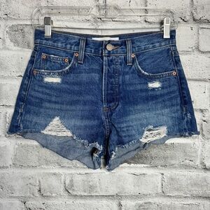 Aritzia Denim Forum The Ex Boyfriend Short Distressed Denim Cut Off Short Boho